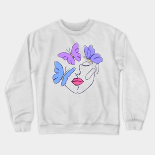 Woman with butterflies Crewneck Sweatshirt